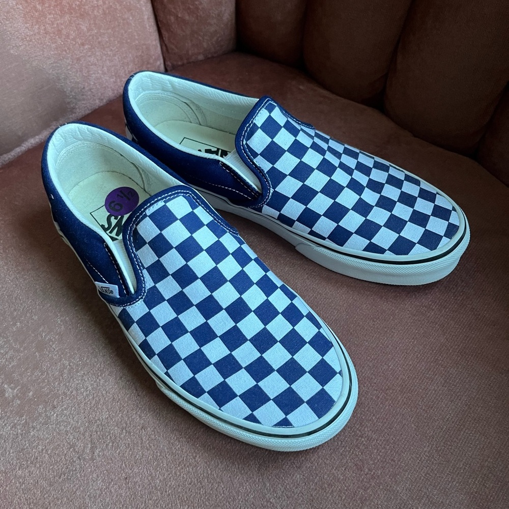 Vans slip on - checkerboard - blue and white